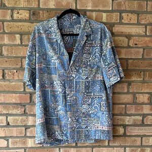 Vintage Geometric Print Button Up